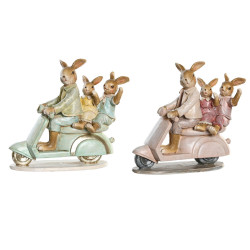 Decorative Figure DKD Home Decor 17 x 7 x 15,5 cm Pink Rabbit Green (2 Units)