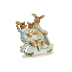 Decorative Figure DKD Home Decor 17 x 7 x 15,5 cm Pink Rabbit Green (2 Units)