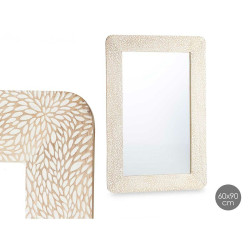 Wall mirror White Brown Mango wood Sheets 90 x 60 x 2 cm