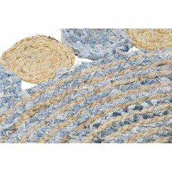 Carpet DKD Home Decor 120 x 120 x 1 cm Blue Cotton Multicolour Indian Man Jute