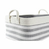 Basket set DKD Home Decor Stripes Grey Cotton (40 x 30 x 23 cm) (2 Pieces)