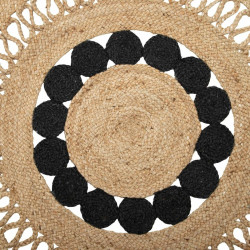 Carpet 120 x 120 x 1 cm Natural Black Jute