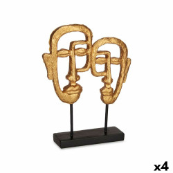 Decorative Figure Face Golden 27 x 32,5 x 10,5 cm (4 Units)