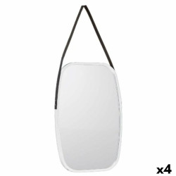 Wall mirror White Black Crystal Polyskin 43 x 65 x 3 cm (4 Units)