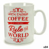 Mug Coffee Porcelain Red White 500 ml 24 Units