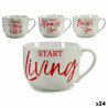 Cup Time Porcelain Red White 500 ml 24 Units