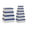 Set of Stackable Organising Boxes DKD Home Decor Navy White Navy Blue Cardboard (43,5 x 33,5 x 15,5 cm)