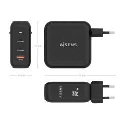 Wall Charger Aisens ASCH-140W3P031-BK 140 W Black (1 Unit)