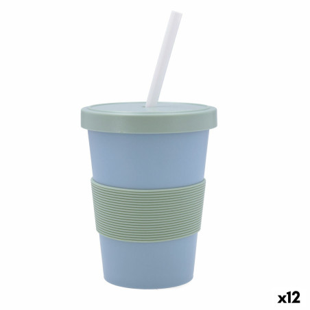 Cup with Straw Quid Inspira With lid 480 ml Blue Plastic (12 Units)