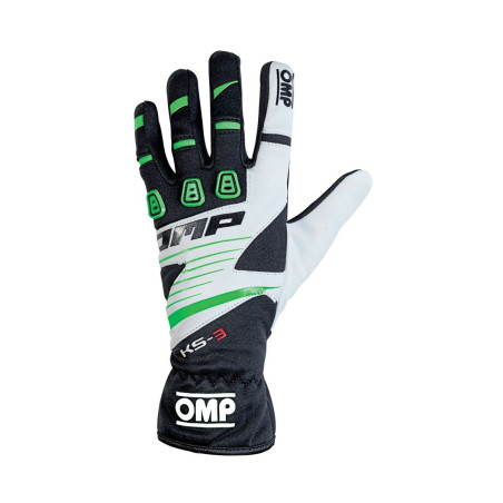 Kids Karting Gloves OMP KS-3 MY2018 White Black Green 6 kart