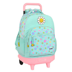 School Rucksack with Wheels Smiley Summer fun Turquoise 33 X 45 X 22 cm