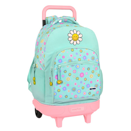 School Rucksack with Wheels Smiley Summer fun Turquoise 33 X 45 X 22 cm