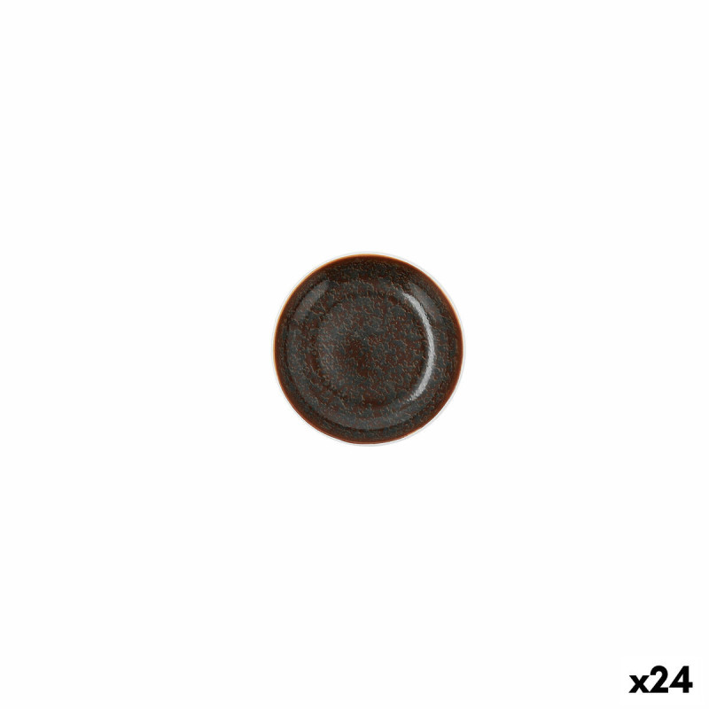 Flat plate Ariane Decor Ceramic Brown (10 cm) (24 Units)