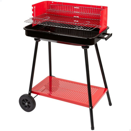 Coal Barbecue with Wheels Aktive Steel Plastic Enamelled Metal 66 x 85 x 44 cm Red