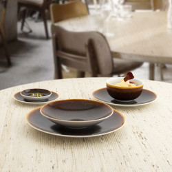 Deep Plate Ariane Coupe Decor Ceramic Brown (20 cm) (6 Units)