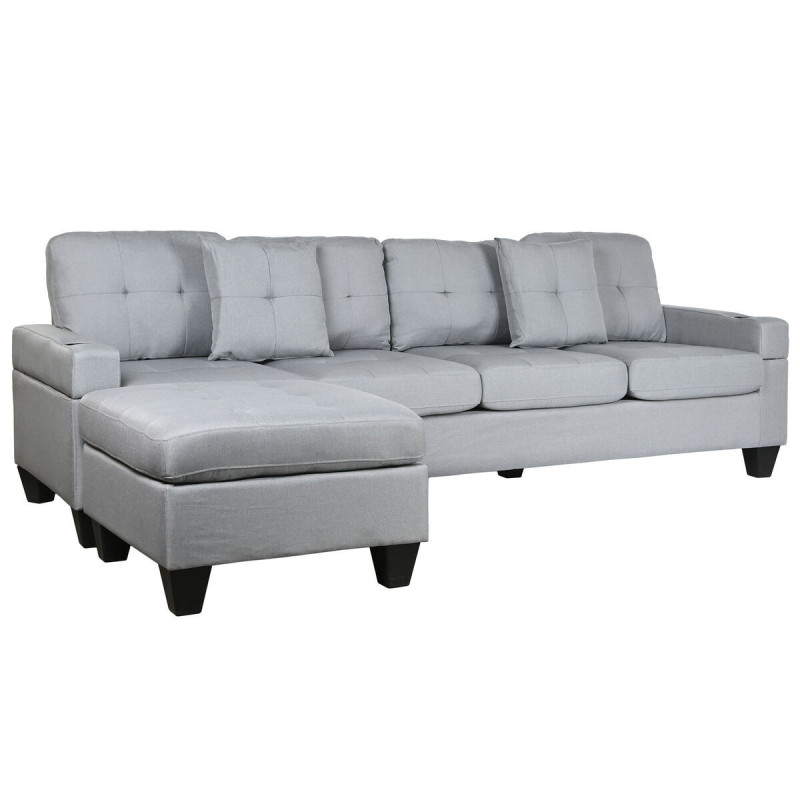 Chaise Longue Sofa DKD Home Decor Light grey polypropylene Modern 244 x 146 x 81 cm