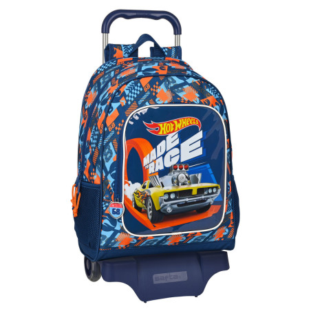 School Rucksack with Wheels Hot Wheels Speed club Orange (32 x 42 x 14 cm)