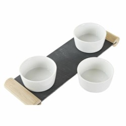 Snack tray DKD Home Decor White Black Stoneware Board 33 x 10 x 5,8 cm