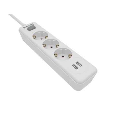 Schuko 3 Way Multi-socket Adapter Philips SPN3032WA/10 2 m White