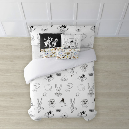 Nordic cover Looney Tunes Looney B&W White black 200 x 200 cm