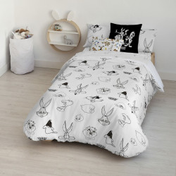 Nordic cover Looney Tunes Looney B&W White black 200 x 200 cm