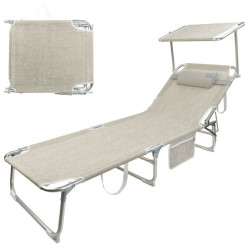 Beach sunbed Aktive Foldable Beige 188 x 30 x 58 cm