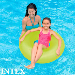 Inflatable Floating Doughnut Intex Neon 91 x 91 cm (24 Units)