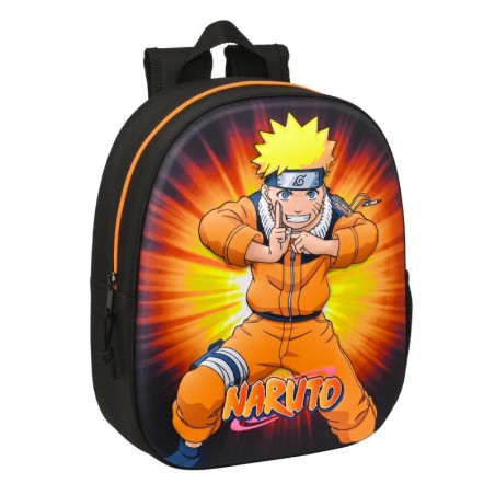 3D School Bag Naruto Black Orange 27 x 33 x 10 cm