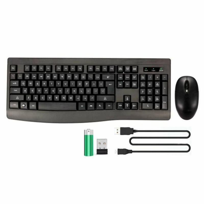 Keyboard and Mouse Bluestork Clavier Souris Sans Fil Black