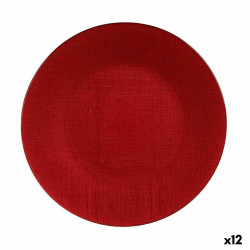 Flat Plate Red Glass Ø 32 cm (12 Units)