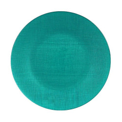 Flat Plate Turquoise Glass Ø 32 cm (12 Units)