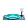 Flat Plate Turquoise Glass Ø 32 cm (12 Units)