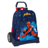 School Rucksack with Wheels Spider-Man Neon Navy Blue 33 x 42 x 14 cm