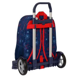 School Rucksack with Wheels Spider-Man Neon Navy Blue 33 x 42 x 14 cm