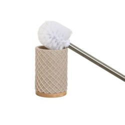 Toilet Brush Home ESPRIT Beige Silver Resin Bamboo 9 x 9 x 37 cm