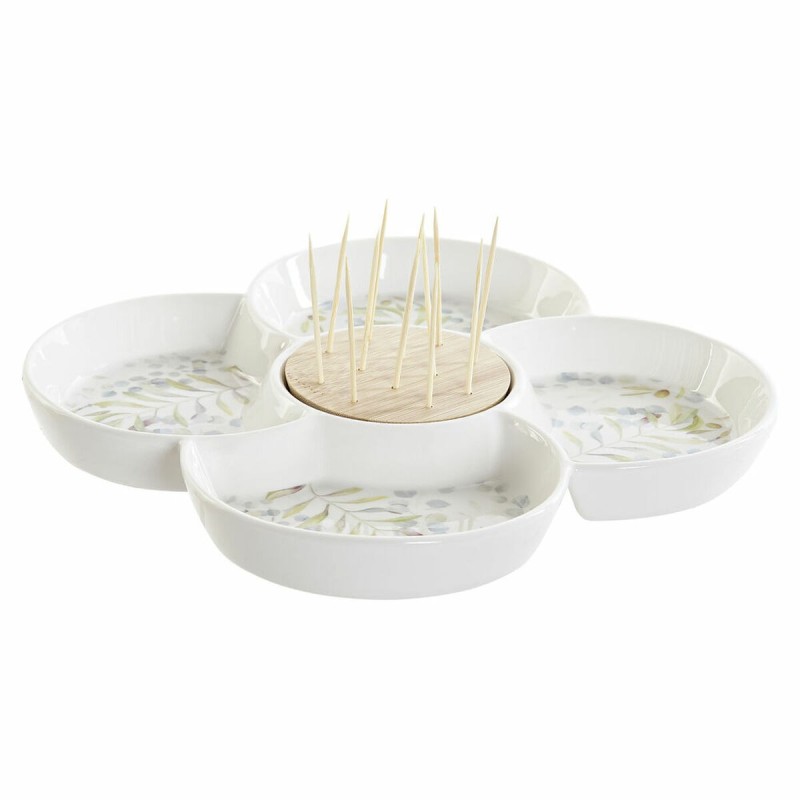 Appetizer Set DKD Home Decor Multicolour Natural Bamboo Stoneware Cottage 22 x 22 x 7 cm