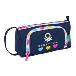 School Case with Accessories Benetton Love Navy Blue 20 x 11 x 8.5 cm (32 Pieces)