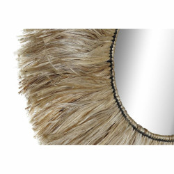 Wall mirror DKD Home Decor Crystal Natural Jute (64 x 3 x 64 cm)