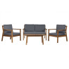 Table Set with 3 Armchairs Home ESPRIT Brown Grey Acacia 120 x 72 x 75 cm