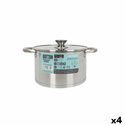 Pot with Glass Lid Quttin Hermes Steel 4 L (4 Units)