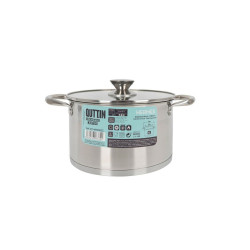 Pot with Glass Lid Quttin Hermes Steel 4 L (4 Units)