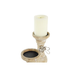 Candleholder DKD Home Decor Wood (9,5 x 9,5 x 28 cm) (2 Pieces)