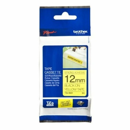 Adhesive Tape Brother TZES631 12 mm x 8 m Black Yellow Laminate