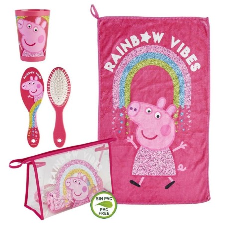 Toilet Bag with Accessories Peppa Pig 4 Pieces Fuchsia (23 x 16 x 7 cm)