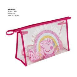 Toilet Bag with Accessories Peppa Pig 4 Pieces Fuchsia (23 x 16 x 7 cm)