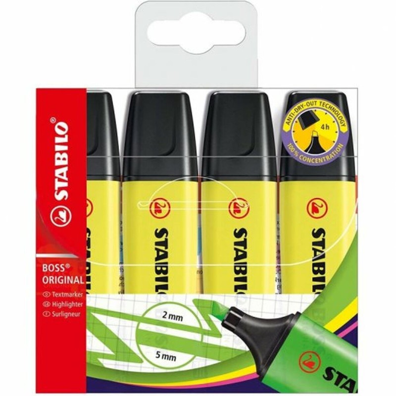 Fluorescent Marker Set Stabilo BOSS Original Yellow 4 Pieces