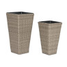 Set of Planters Home ESPRIT polypropylene Rattan 31 x 31 x 61 cm