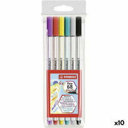 Set of Felt Tip Pens Stabilo Pen 68 Brush Multicolour (10 Units)