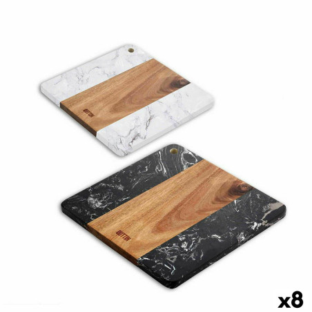 Cutting board Quttin Marble Acacia 25 x 25 cm (8 Units)