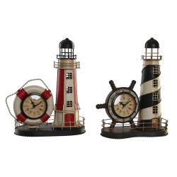 Table clock DKD Home Decor 25.5 x 14 x 32.5 cm Red Black Metal Vintage Headlight (2 Units)